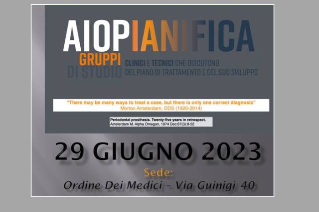 Clicca per accedere all'articolo Giovedì 29 giugno nella sede dell'Ordine: "AIOPIANIFICA: gruppi di studio clinici e tecnici"