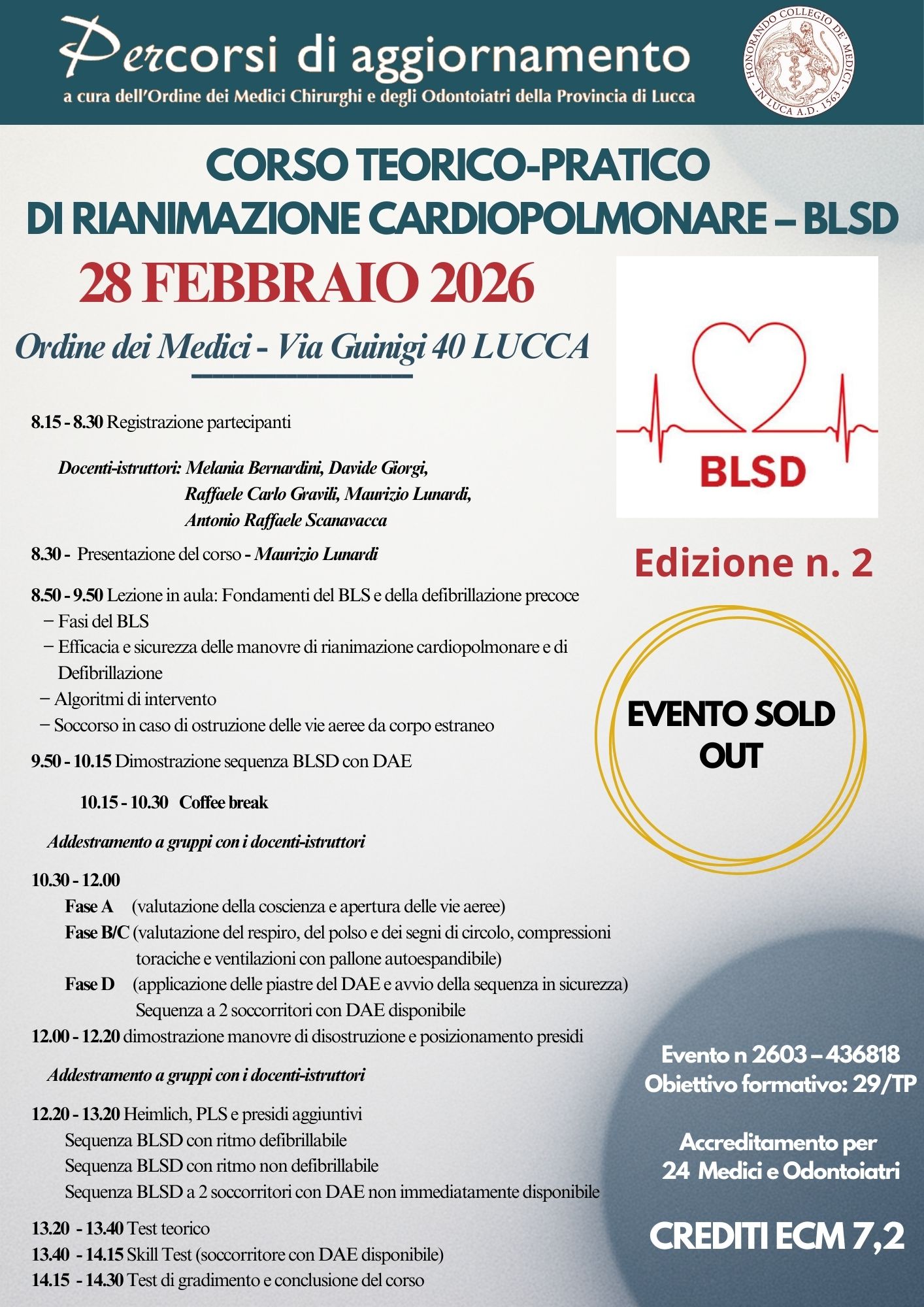 CORSO BLSD 2026 Edizione 2 28 FEBBRAIO 2026