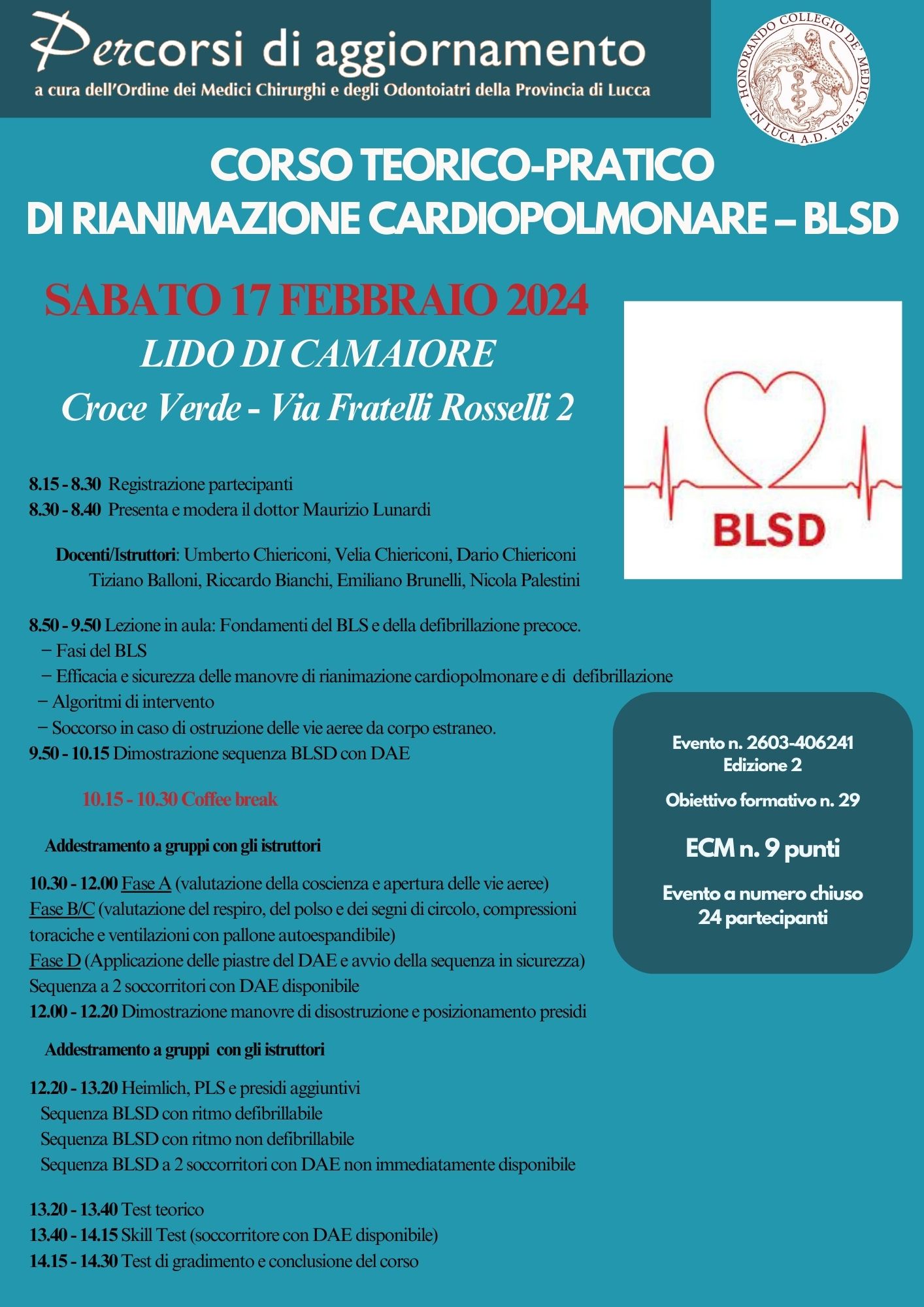 CORSO BLSD 2 sabato 17 FEBBRAIO 2024