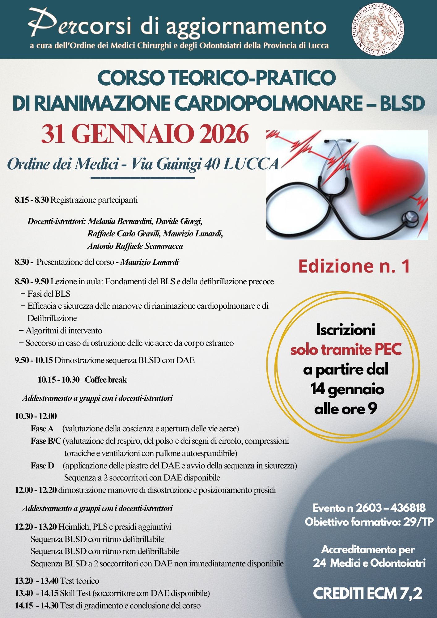 CORSO BLSD Edizione 1 31 GENNAIO 2026