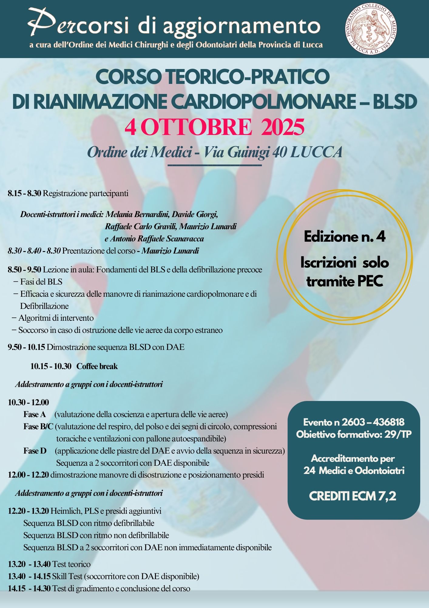 CORSO BLSD Edizione 4 4 OTTOBREE 2025