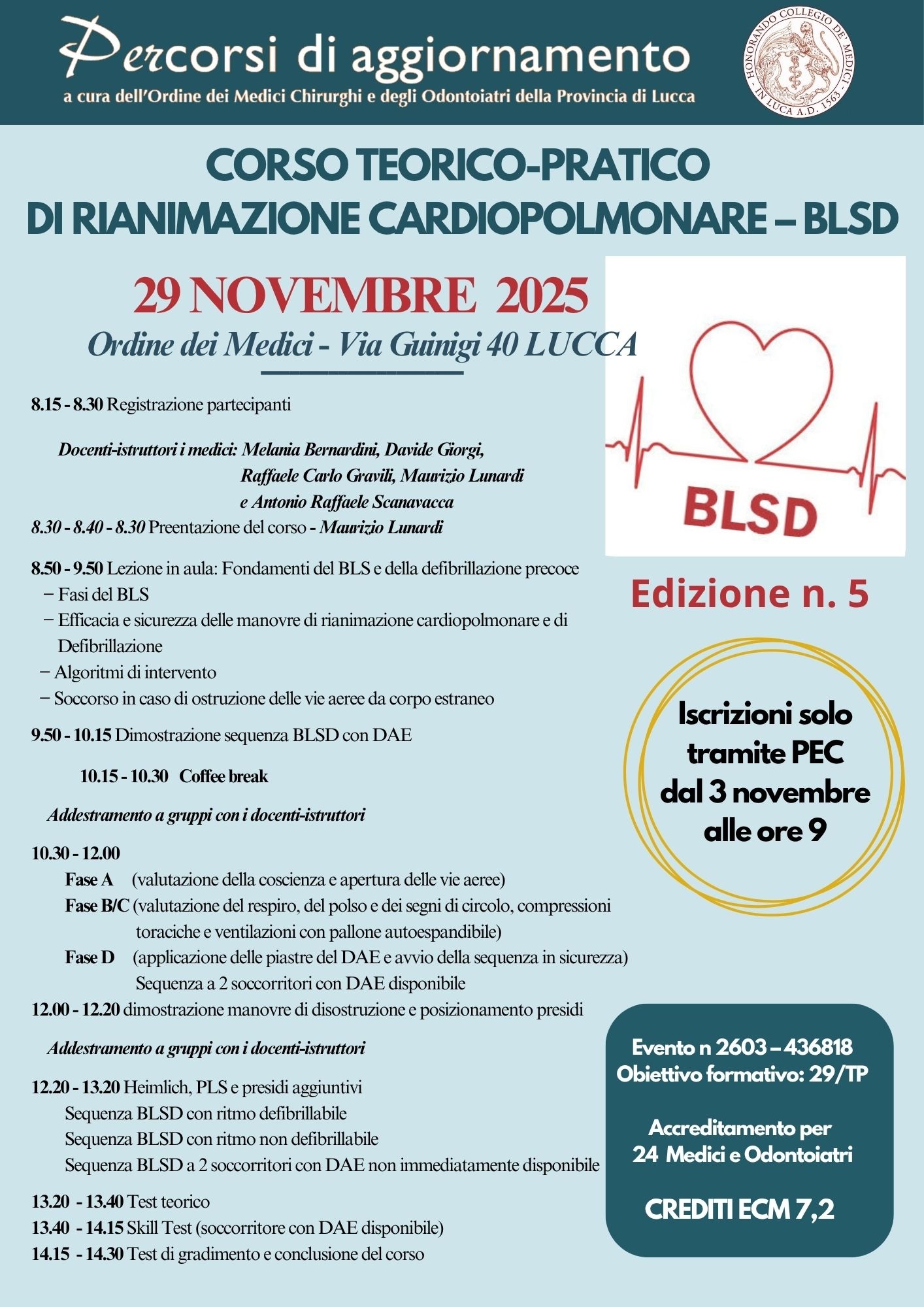 CORSO BLSD Edizione 5 29 NOVEMBRE 2025