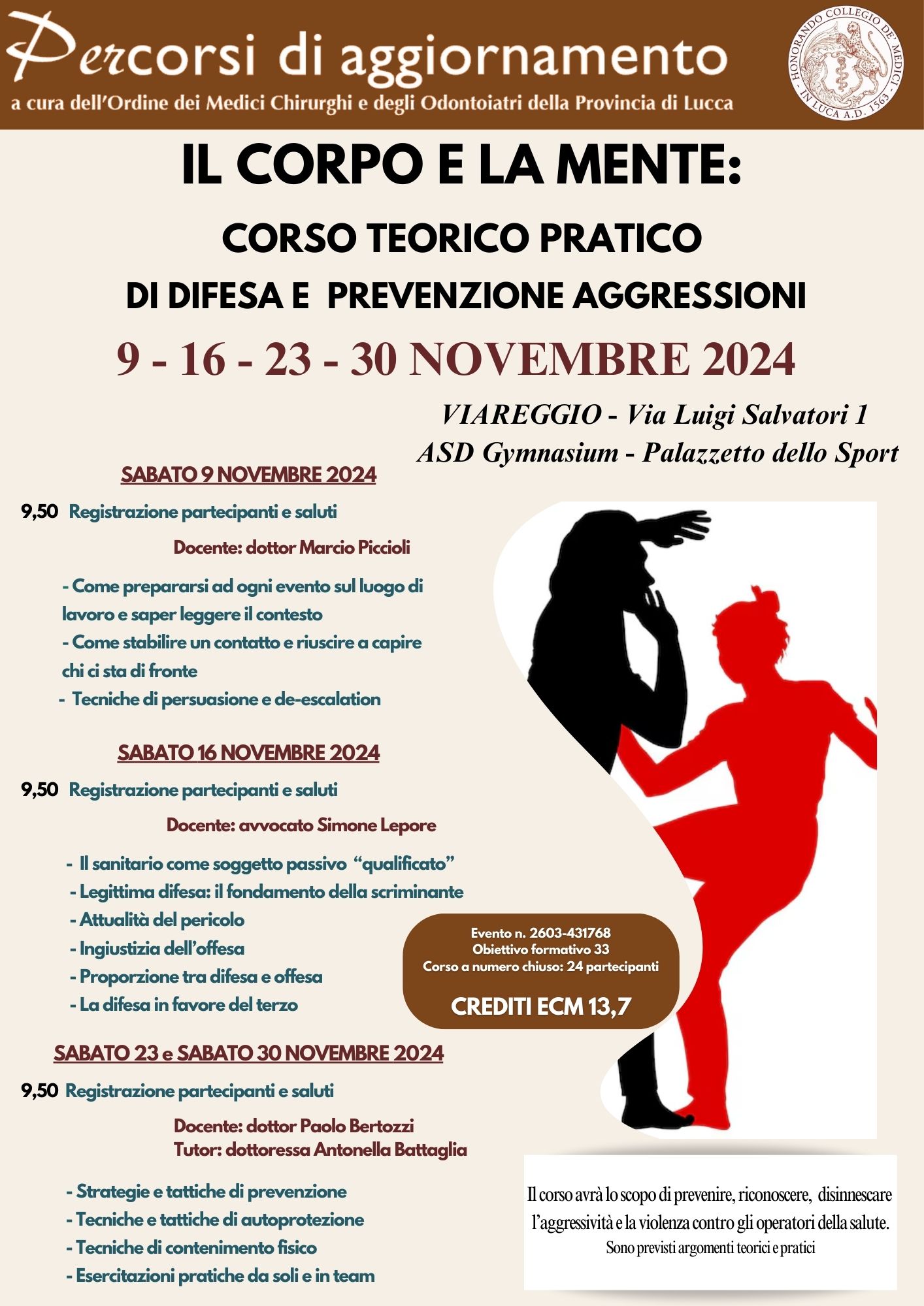 Corso teorico pratico difesa personale VIAREGGIO 9 novembre 2024 Ultima
