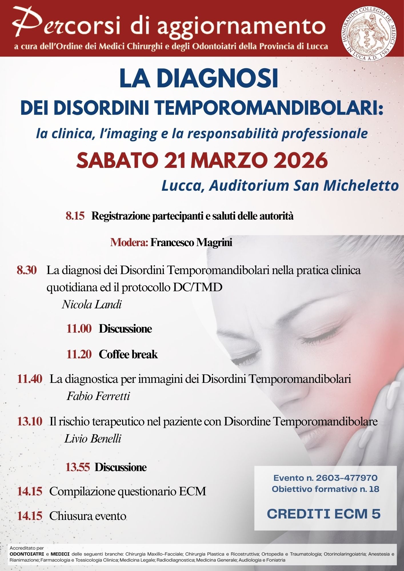 DIAGNOSI DISORDINI TEMPOROMANDIBOILARI 21 Marzo 20264