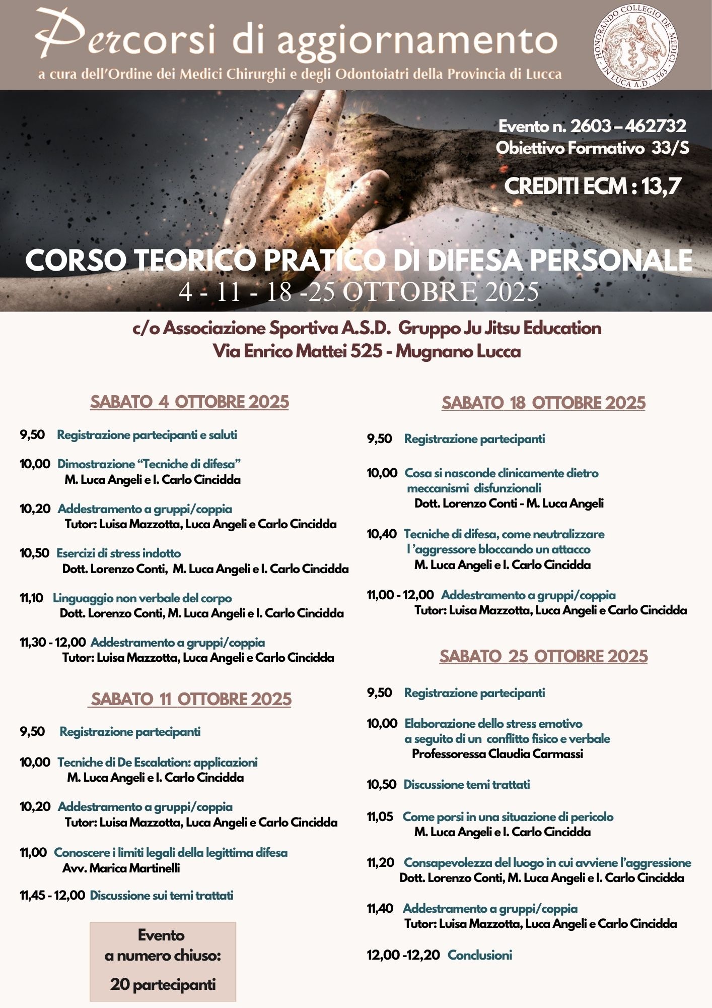 DIFESA PERSONALE dal 4 OTTOBRE 2025 ULTIMA