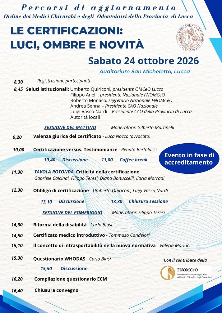 Le certicazioni 24 ottobre 2026 LOCANDINA 2
