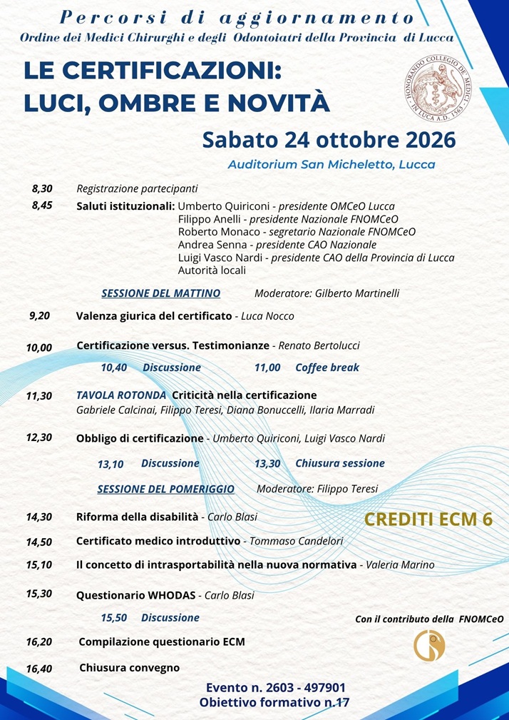 Le certicazioni 24 ottobre 2026 LOCANDINA THE LAST