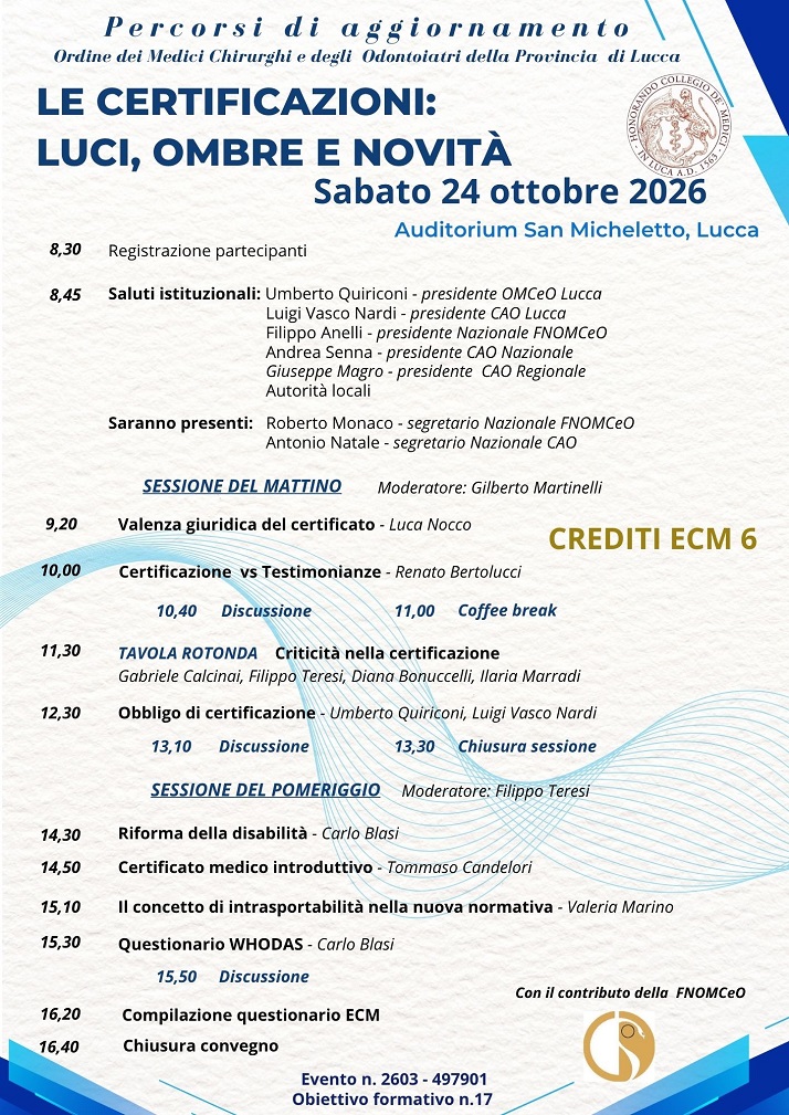 Le certicazioni 24 ottobre 2026 LOCANDINA bene