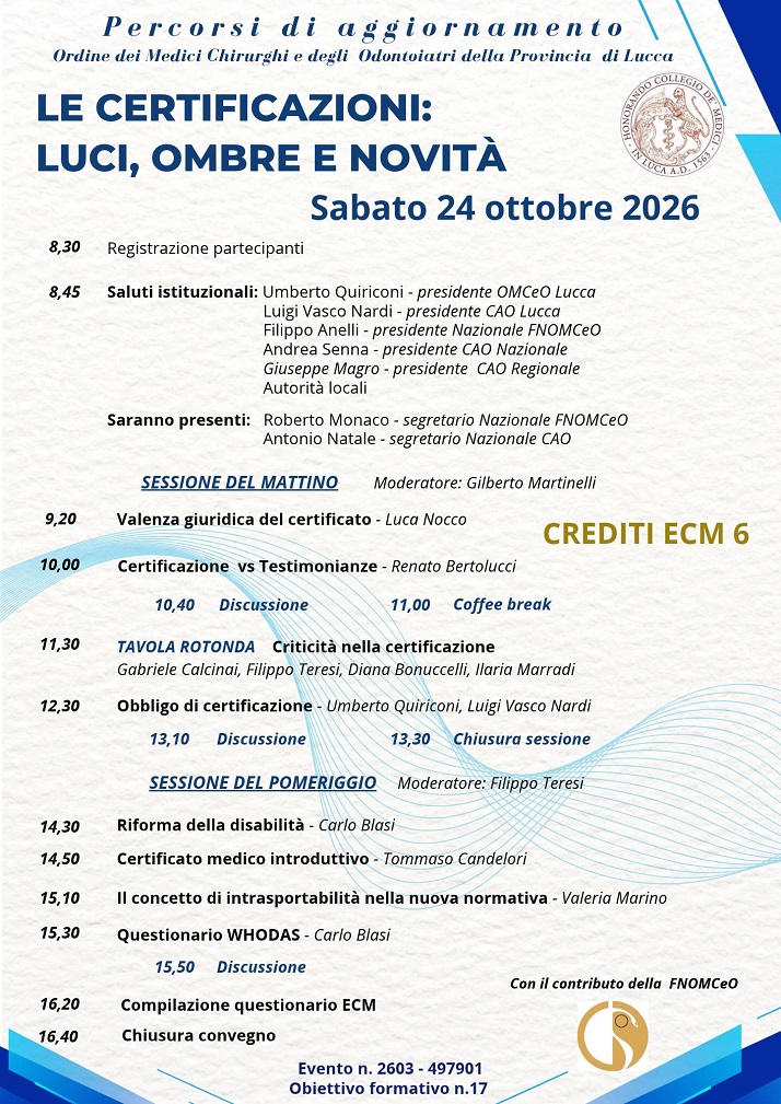 Le certicazioni 24 ottobre 2026 LOCANDINA ultima