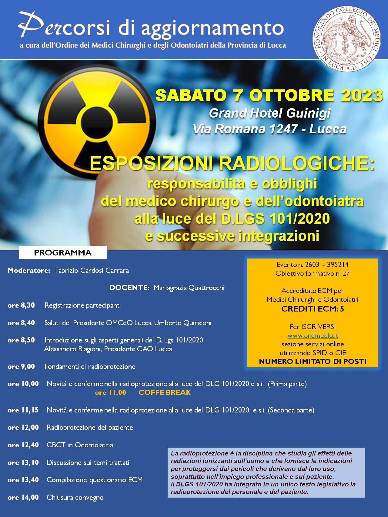 Locandina ESPOSIZIONI RADIOLOGICHE 7 ottobre 2023 2