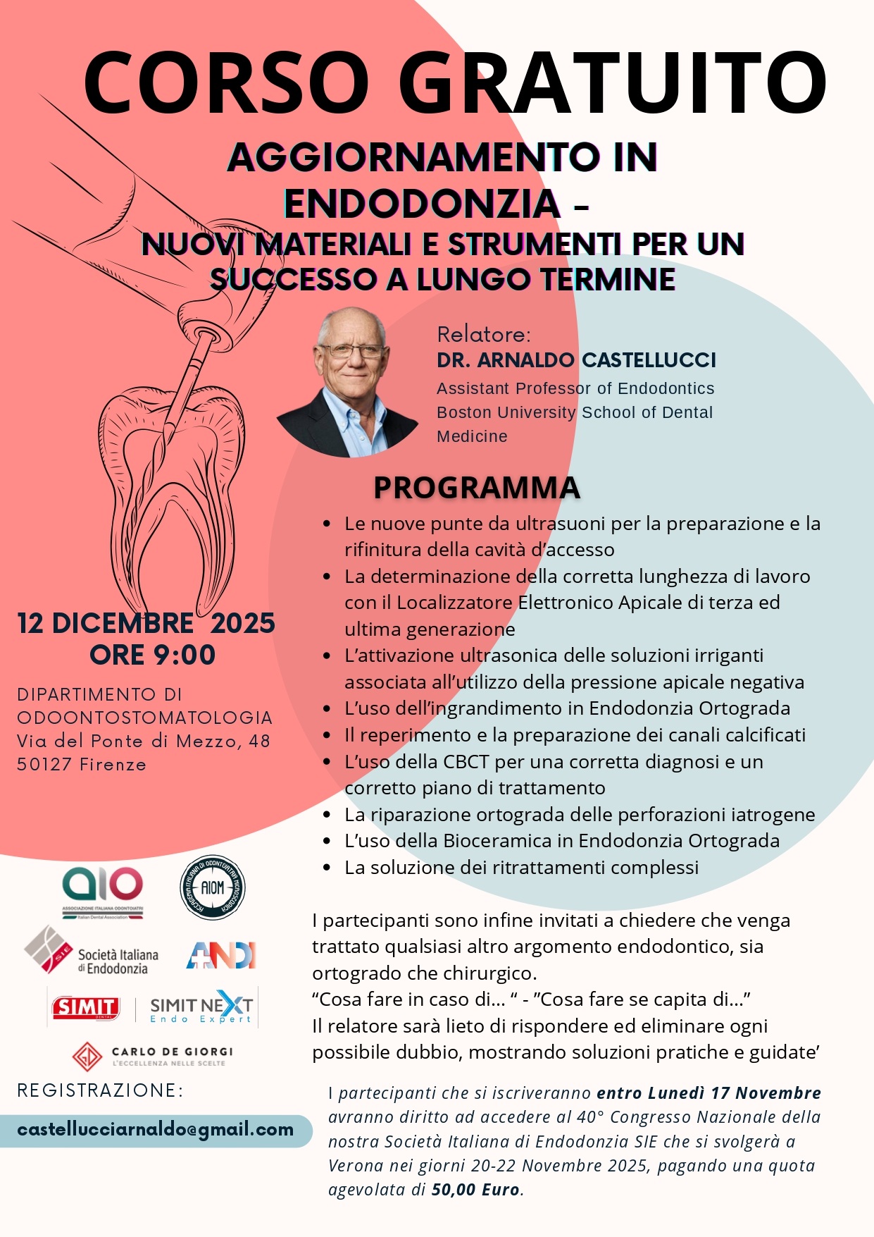 Locandina Evento ENDODONZIA Dr Castellucci