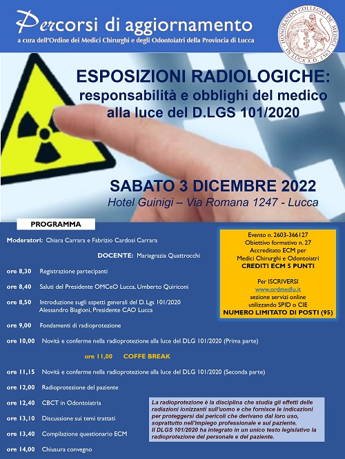 Locandina piccola ESPOSIZIONI RADIOLOGICHE 3 DICEMBRE 2022