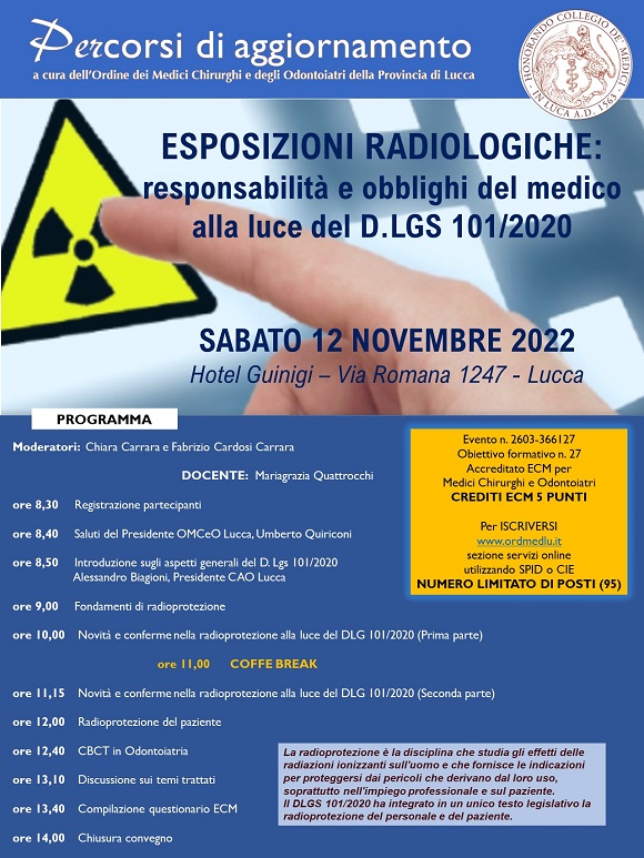 Locandina piccola sito ESPOSIZIONI RADIOLOGICHE 12 novembre 2022