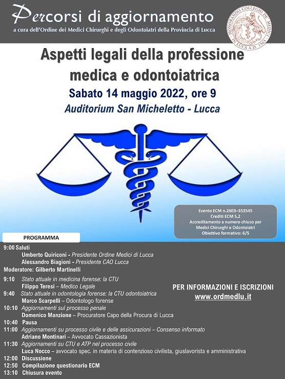 locandina EVENTO 14 MAGGIO PICCOLA ER SITO Aspetti legali della professione medica