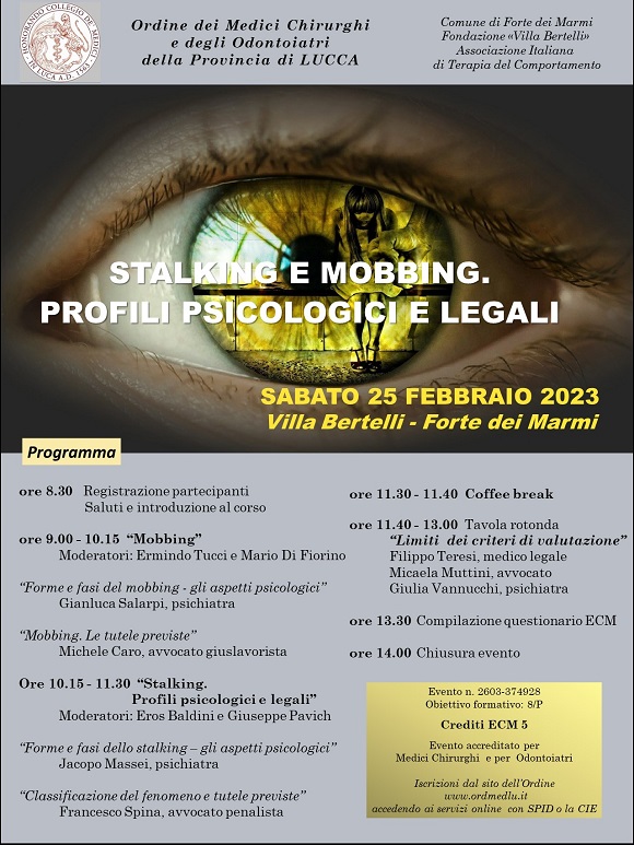 locandina STALKING E MOBBING 25 febbraio 2023 piccola per sito